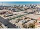 Overhead shot revealing the neighborhood layout with city skyline backdrop at 203 N 13Th St, Las Vegas, NV 89101