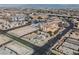 Spacious aerial showcasing residential area nearby vacant lots with city skyline at 203 N 13Th St, Las Vegas, NV 89101