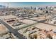 An aerial view of Las Vegas neighborhood with vacant land and city skyline at 203 N 13Th St, Las Vegas, NV 89101