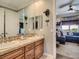 Stylish bathroom with double sinks, custom cabinets, and unique Star Wars decor at 2038 Cherry Creek Cir, Las Vegas, NV 89135