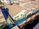 Aerial shot of private backyard with swimming pool and covered patio at 351 Dandelion Brook Ct Ct, Las Vegas, NV 89148