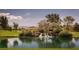 Scenic water feature and pond complemented by lush landscaping at 4485 E Brusca Way, Pahrump, NV 89061