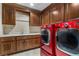 Well-equipped laundry room featuring high-end washer and dryer units and generous cabinet space at 9103 Alta Dr # 102, Las Vegas, NV 89145
