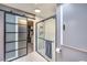 Modern bathroom boasts sliding glass shower doors and access to a closet at 2579 La Fortuna Ave, Las Vegas, NV 89121