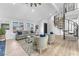 Bright and airy living room with a spiral staircase, modern furniture, and large windows at 4571 Mcmillan Rd, Las Vegas, NV 89121