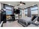 Bedroom with hardwood floors, city views, and a workspace at 9101 Alta Dr # 1206, Las Vegas, NV 89145
