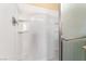 Bright shower stall features built-in shelving and modern fixtures at 5648 Alitak Bay St, North Las Vegas, NV 89081