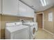 Laundry area with front loading washer and dryer and storage cabinets at 820 Canterra St # 1054, Las Vegas, NV 89138