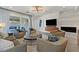 Bright and airy living room with plush seating, fireplace, and seamless access to the outdoor space at 11099 Moonlight Fire Ct, Las Vegas, NV 89135