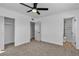 Carpeted bedroom with closet featuring white walls, modern lighting and closet and rooms at 2605 Amarillo St, Las Vegas, NV 89102