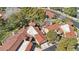 Aerial view of the community highlighting the red tile roofs, landscaping and surrounding neighborhood at 7315 Mission Hills Dr, Las Vegas, NV 89113