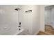 Modern bathroom featuring a tiled shower and black fixtures, offering a sleek and stylish design at 2851 S Valley View Blvd # 1079, Las Vegas, NV 89102