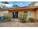 Rear exterior showcasing a private patio with access to the property and neat, mature landscaping at 2851 S Valley View Blvd # 1079, Las Vegas, NV 89102