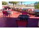 Close-up shot of patio tables and chairs ready for outdoor dining at 3780 E Kellogg Rd, Pahrump, NV 89061