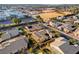 Community aerial view showcasing solar panels on rooftops, desert landscaping, and nearby local school at 7331 Abundant Harvest Ave, Las Vegas, NV 89131
