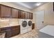 A spacious laundry room featuring lots of cabinet space and modern appliances at 7331 Abundant Harvest Ave, Las Vegas, NV 89131