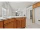 Kitchen with tile flooring and countertops that connects seamlessly to the living area at 7501 Bush Garden Ave, Las Vegas, NV 89129
