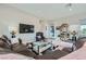 Spacious living room featuring modern decor, comfortable seating, and a large television at 9475 W Rosada Way, Las Vegas, NV 89149