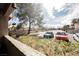 View of a parking lot from a covered outdoor patio at 2606 S Durango Dr # 152, Las Vegas, NV 89117