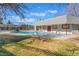 Enjoy the community pool in this lush green neighborhood with mature trees and blue skies at 466 Las Casitas Way, Las Vegas, NV 89121