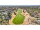 Scenic aerial view of a lush golf course surrounded by upscale homes and mature landscaping at 9044 Opus Dr, Las Vegas, NV 89117