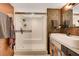 Modern bathroom showcasing a glass-enclosed shower and stylish vanity at 3111 Bel Air Dr # 15D, Las Vegas, NV 89109