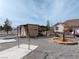 Backyard featuring a workshop and gravel landscaping at 3581 Ranger Way, Pahrump, NV 89048