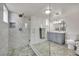Stylish bathroom with glass shower and a modern vanity at 4414 E Baltimore Ave, Las Vegas, NV 89104