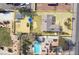 Aerial view of a property on a half acre lot featuring a large private backyard and swimming pool at 5350 Topaz St, Las Vegas, NV 89120