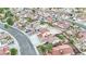 Residential aerial shot showing a well-maintained neighborhood with mature trees at 585 Jackson Dr, Henderson, NV 89014