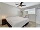 Bedroom featuring a fan, carpet, and a modern vanity with lights at 1500 Saylor Way, Las Vegas, NV 89108