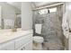 Modern bathroom with stylish shower, vanity, and fixtures at 2345 Cliffwood Dr, Henderson, NV 89074