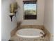 A close-up of a whirlpool soaking tub with tile surround at 26425 Park St, Nelson, NV 89005
