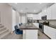 Bright kitchen offers white cabinets, stainless appliances, and large island with bar seating at 56 Lomita Heights Dr, Las Vegas, NV 89138