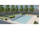 Inviting backyard pool surrounded by lush green lawn, trees, manicured landscaping, and stylish lounge chairs at 6925 Unicorn St, Las Vegas, NV 89131