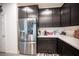 Close-up of modern stainless steel refrigerator at 3746 Bright Aquarius Ln, Henderson, NV 89052