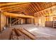 Room interior reveals wooden beams, framing, and stairs awaiting finishes at 714 Lacy Ln, Las Vegas, NV 89107