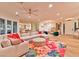 Open-concept living area showcasing modern furnishings and a bright, airy atmosphere with wood flooring at 7565 N Torrey Pines Dr # A, Las Vegas, NV 89131