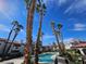 Inviting community swimming pool surrounded by lush palm trees at 8455 W Sahara Ave # 226, Las Vegas, NV 89117