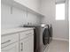 Modern laundry room with appliances and clean white cabinets at 11548 Salt Creek Ave, Las Vegas, NV 89138