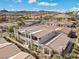 Beautiful aerial view of a multi-Gathering residential complex with well-maintained landscaping and tile roofs in a desert community at 262 Big Horn Dr, Boulder City, NV 89005
