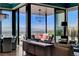 Indoor/outdoor living with sliding glass doors and spectacular city views at 431 Tranquil Peak Ct, Henderson, NV 89012
