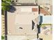 Bird's eye view of the roof, backyard, and desert landscaping of this home at 5071 Andover Ct, Pahrump, NV 89061