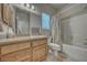 Standard bathroom featuring a single sink vanity and combination shower and bathtub at 5071 Andover Ct, Pahrump, NV 89061