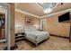 Bedroom with elegant decor, marble floors, and walk-in closet access at 1 Hughes Center Dr # 308, Las Vegas, NV 89169
