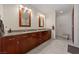 Dual sink bathroom vanity featuring granite countertops and modern fixtures at 4525 Dean Martin Dr # 607, Las Vegas, NV 89103