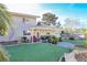 Backyard showcasing landscaping, artificial turf, patio, and lush foliage for outdoor enjoyment at 788 Rossmore Dr, Las Vegas, NV 89110