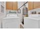 Functional laundry room with washer, dryer, and storage cabinets at 9339 Square Dance Pl # 103, Las Vegas, NV 89178