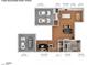 Detailed floor plan showcasing the layout of the house, including the kitchen, living room, and bedrooms at 11943 Rockview Point St, Las Vegas, NV 89138