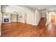 Inviting living room showcasing a fireplace, hardwood floors, and an open floor plan at 505 Los Dolces St, Las Vegas, NV 89138